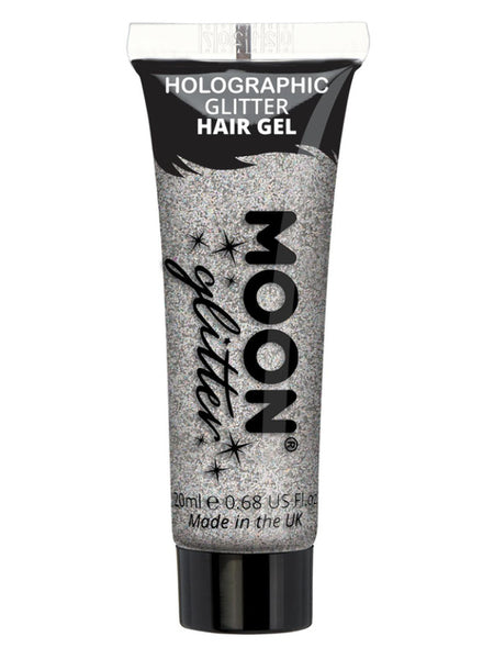 Moon Glitter Holographic Glitter Hair Gel, Silver