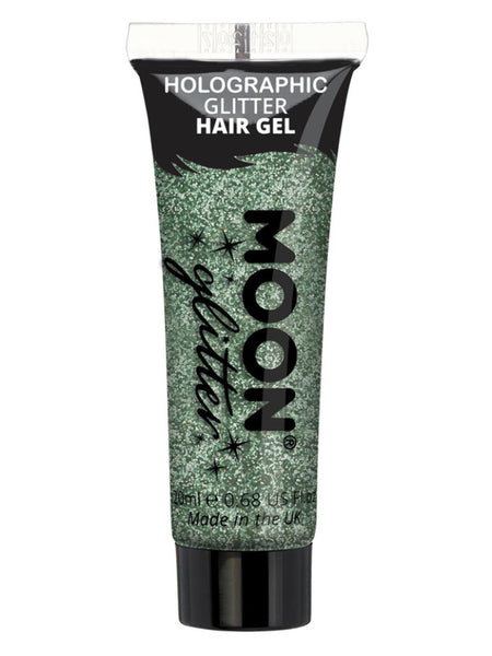 Moon Glitter Holographic Glitter Hair Gel, Green