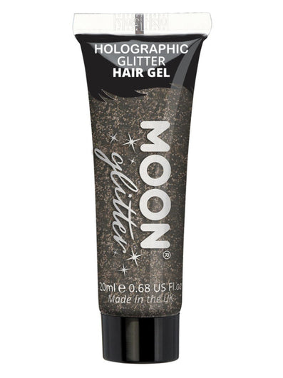 Moon Glitter Holographic Glitter Hair Gel, Black