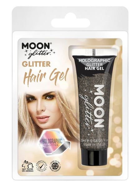 Moon Glitter Holographic Glitter Hair Gel, Black