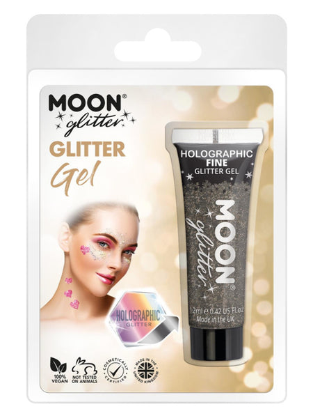 Moon Glitter Holographic Fine Glitter Gel, Black