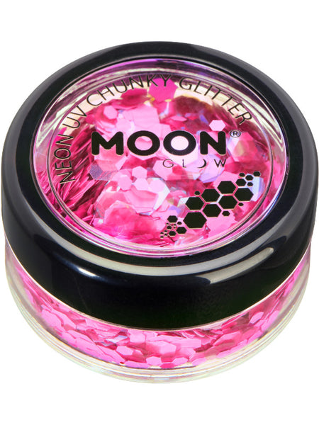 Moon Glow - Neon UV Chunky Glitter, Hot Pink