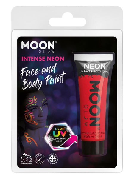 Moon Glow Intense Neon UV Face Paint, Intense Red