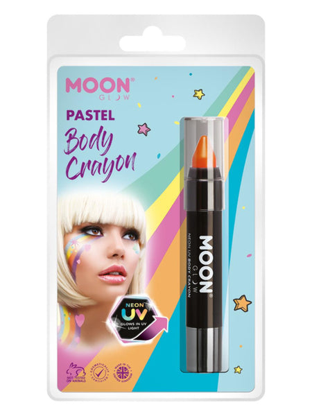 Moon Glow Pastel Neon UV Body Crayons, Pastel Oran