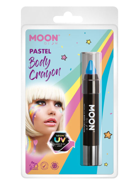 Moon Glow Pastel Neon UV Body Crayons, Pastel Blue