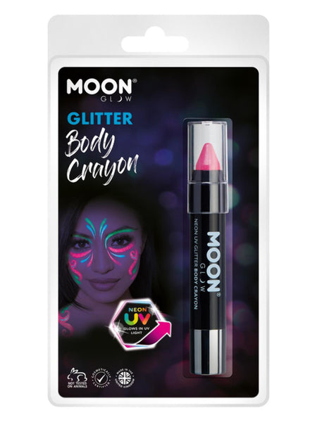 Moon Glow - Neon UV Glitter Body Crayons, Hot Pink