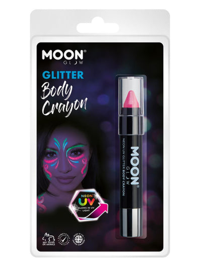 Moon Glow - Neon UV Glitter Body Crayons, Hot Pink