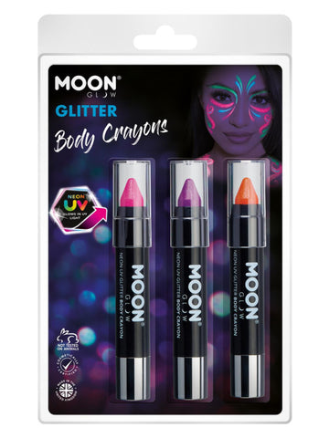 Moon Glow - Neon UV Glitter Body Crayons,