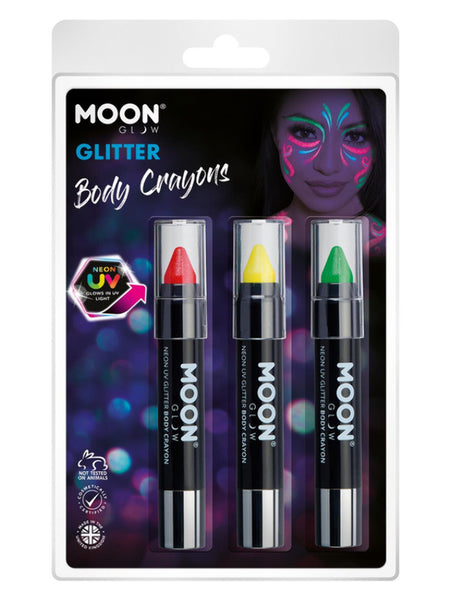 Moon Glow - Neon UV Glitter Body Crayons,