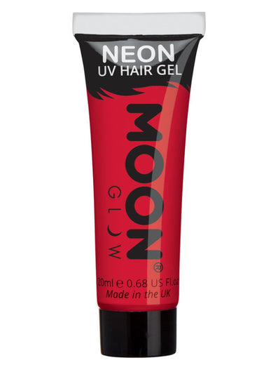 Moon Glow Intense Neon UV Hair Gel, Intense Red